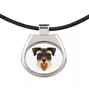 Schnauzer - necklace with a geometric design and the inscription "Art-Dog"