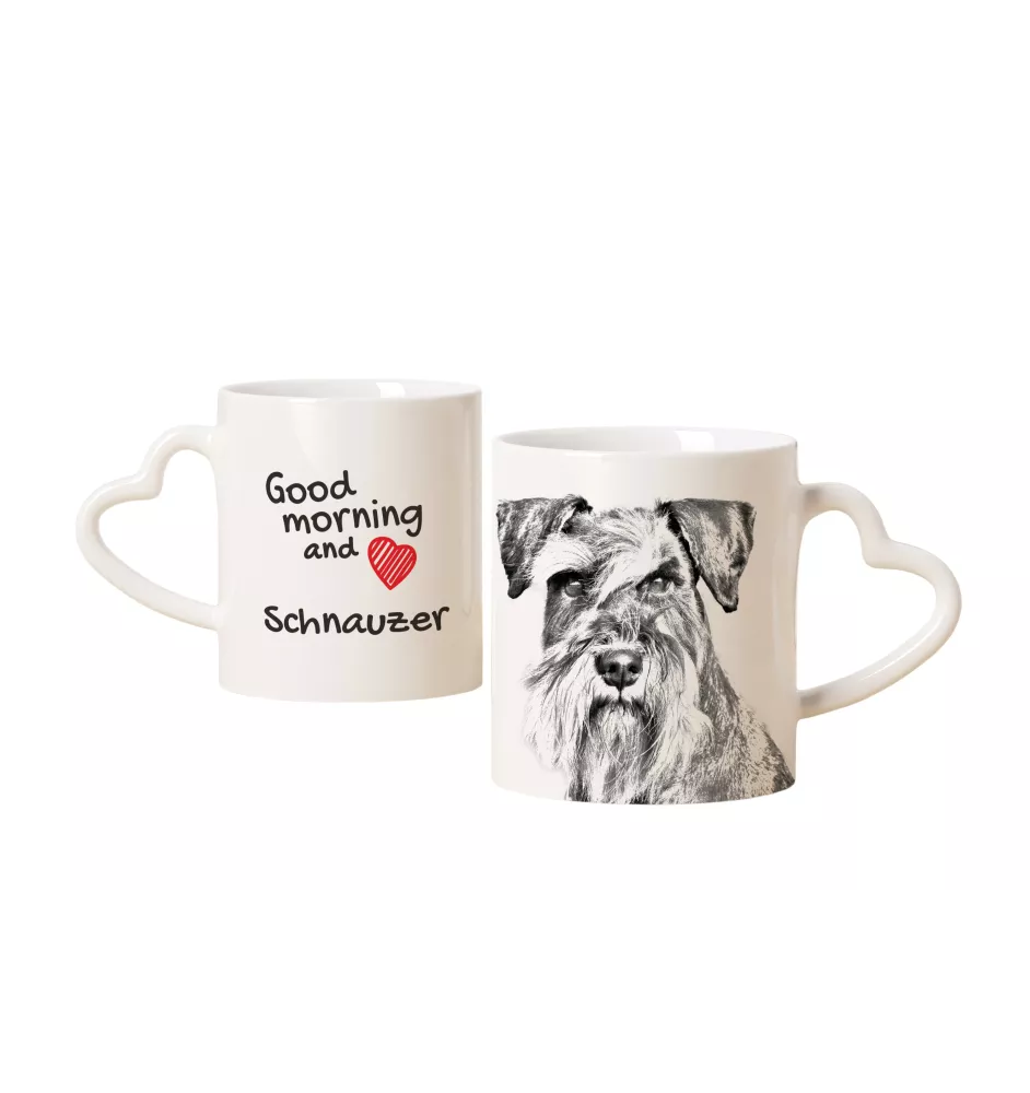 Schnauzer - Tasse mit Hund, entzückende Tasse mit herzförmigem Henkel, universelles Geschenk der Marke Art-Dog