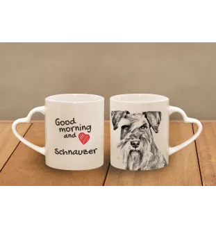 Schnauzer - cup with a dog, adorable cup with a heart-shaped handle, universal gift from the Art-Dog brand
