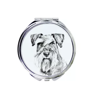 Schnauzer - Taschenspiegel mit Hund, personalisierter Taschenspiegel, kompakter Spiegel mit Art-Dog-Logo