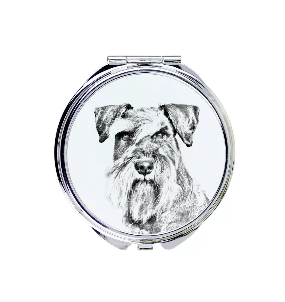 Schnauzer - miroir de poche avec chien, miroir personnalisé pour sac à main, miroir compact avec impression de la marque Art-Dog