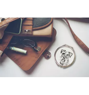 Schnauzer - Taschenspiegel mit Hund, personalisierter Taschenspiegel, kompakter Spiegel mit Art-Dog-Logo