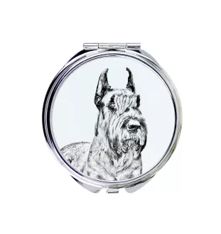 Schnauzer I - Pocket mirror with a dog, personalized mirror for a purse, compact mirror with Art-Dog brand print.