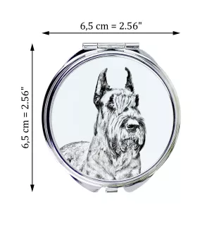 Schnauzer I - Taschenspiegel mit Hund, personalisierter Taschenspiegel, kompakter Spiegel mit Art-Dog-Logo