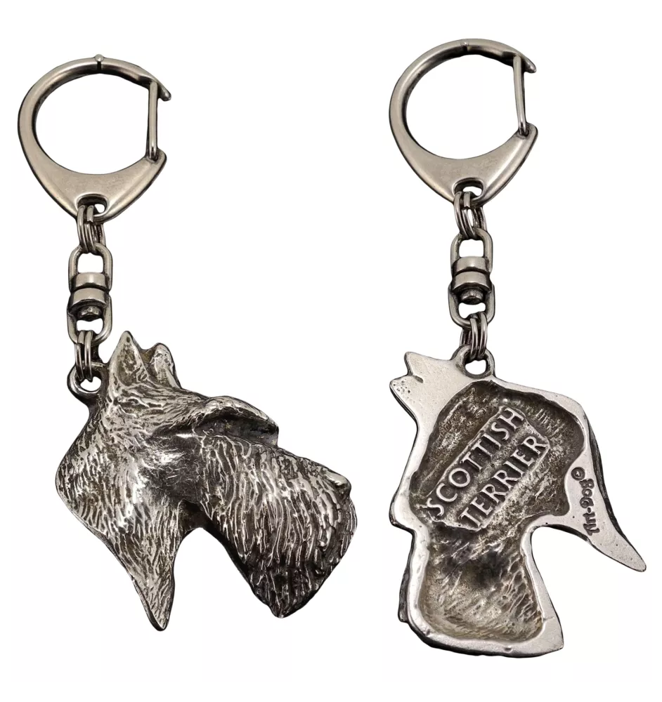 Scottish terrier, Aberdeen Terrier, Scottie, Aberdeenie - Silver-plated key ring with dog, handbag decoration, backpack pendant by Art-Dog brand