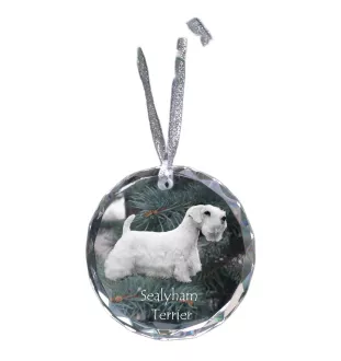 Sealyham Terrier - boule de Noël en cristal avec une photo, photo de chien dans le cristal, décoration personnalisée pour sapin de Noël de la marque Art-Dog