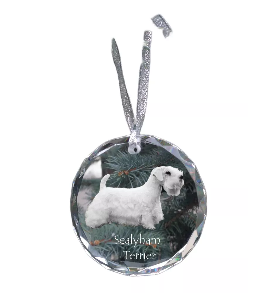 Sealyham Terrier - boule de Noël en cristal avec une photo, photo de chien dans le cristal, décoration personnalisée pour sapin de Noël de la marque Art-Dog