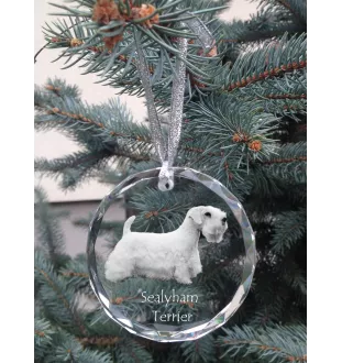 Sealyham Terrier - boule de Noël en cristal avec une photo, photo de chien dans le cristal, décoration personnalisée pour sapin de Noël de la marque Art-Dog