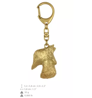 Schottischer Terrier, Scottish terrier - Vergoldeter Schlüsselanhänger mit Hund, Handtaschenschmuck, Luxus-Accessoire der Marke Art-Dog