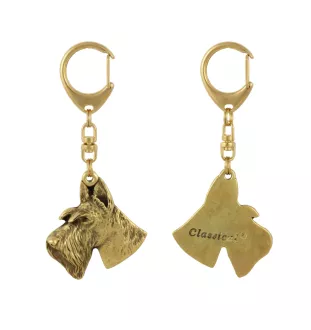 Schottischer Terrier, Scottish terrier I - Vergoldeter Schlüsselanhänger mit Hund in Geschenkbox, Handtaschen-Dekoration, Luxus-Accessoire der Marke Art-Dog