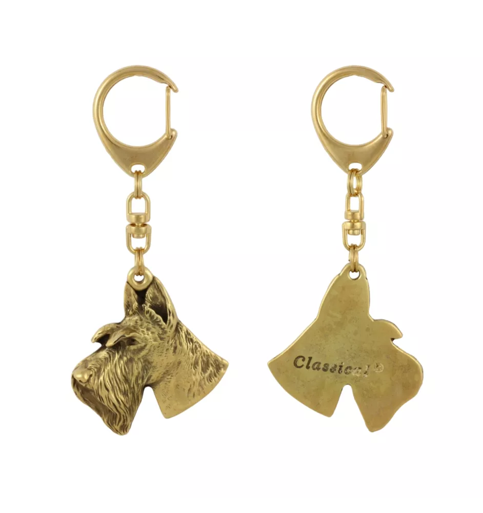 Schottischer Terrier, Scottish terrier I - Vergoldeter Schlüsselanhänger mit Hund in Geschenkbox, Handtaschen-Dekoration, Luxus-Accessoire der Marke Art-Dog