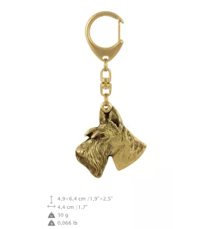 Scottish terrier, Aberdeen Terrier, Scottie, Aberdeenie I - Gilded key ring with dog in gift box, handbag decoration, luxury accessory by Art-Dog brand