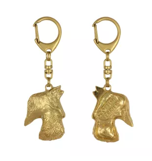 Terrier écossais, Scottish terrier - Porte-clés doré avec chien dans boîte cadeau, décoration de sac à main, accessoire de luxe de la marque Art-Dog
