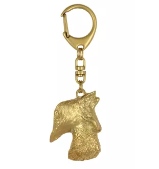 Scottish terrier, Aberdeen Terrier, Scottie, Aberdeenie - Gilded key ring with dog in gift box, handbag decoration, luxury accessory by Art-Dog brand