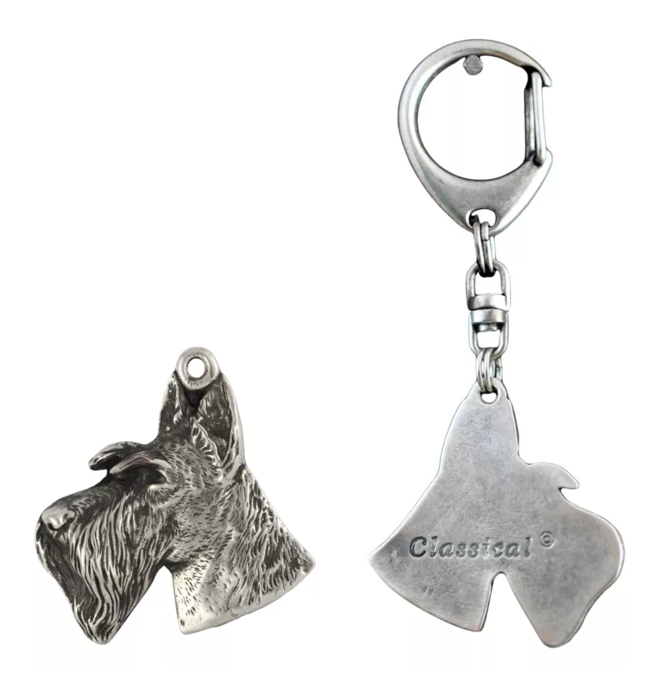 Terrier écossais, Scottish terrier I - Porte-clés argenté avec un chien dans une boîte cadeau, décoration de sac à main, pendentif de sac à dos par la marque Art-Dog