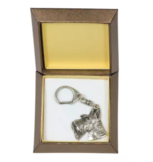 Terrier écossais, Scottish terrier I - Porte-clés argenté avec un chien dans une boîte cadeau, décoration de sac à main, pendentif de sac à dos par la marque Art-Dog