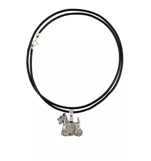 Schottischer Terrier, Scottish terrier - Hundehalsband, versilberter Anhänger für den Hundeliebhaber, dezenter Schmuck von Art-Dog