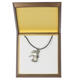 Schottischer Terrier, Scottish terrier - Hundehalsband in Geschenkbox, versilbertes Medaillon für Hundefans, markanter Anhänger der Marke Art-Dog