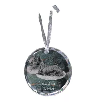 Terrier écossais, Scottish terrier - boule de Noël en cristal avec une photo, photo de chien dans le cristal, décoration personnalisée pour sapin de Noël de la marque Art-Dog