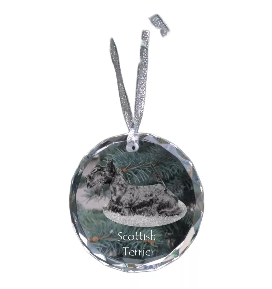 Schottischer Terrier, Scottish terrier - Kristallkugel mit Foto, Hundebild im Kristall, personalisierter Christbaumschmuck von Art-Dog.