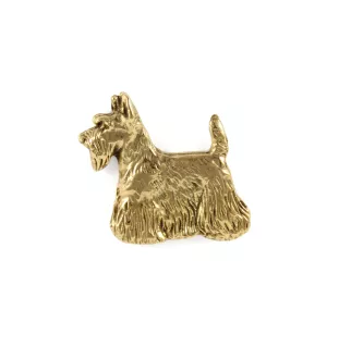 Terrier écossais, Scottish terrier - Broche de chien dans une boîte décorative, épingle élégante en plaqué or, épingle de veste de la marque Art-Dog