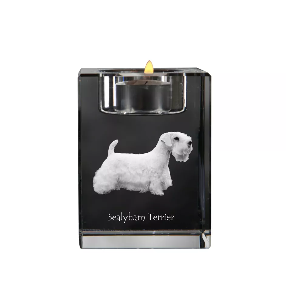 Sealyham Terrier - Kerzenhalter mit Hundefoto, Teelichthalter aus Kristall, personalisiertes Geschenk der Marke Art-Dog