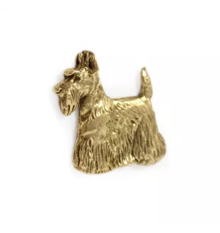 Terrier écossais, Scottish terrier - Broche de chien dans une boîte décorative, épingle élégante en plaqué or, épingle de veste de la marque Art-Dog
