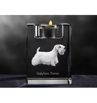 Sealyham Terrier - Kerzenhalter mit Hundefoto, Teelichthalter aus Kristall, personalisiertes Geschenk der Marke Art-Dog