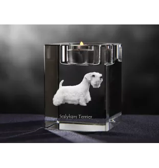 Sealyham Terrier, Welsh Border Terrier, Cowley Terrier - Candle holder with dog photo, crystal tealight holder, personalised gift by Art-Dog brand
