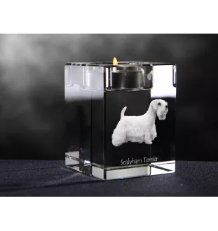 Sealyham Terrier - Bougeoir avec photo de chien, porte bougie en cristal, cadeau personnalisé par la marque Art-Dog