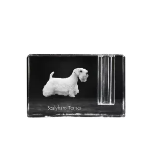 Sealyham Terrier - Stifthalter, Kristallorganizer mit Hundefoto, einzigartige Schreibtischdekoration der Marke Art-Dog