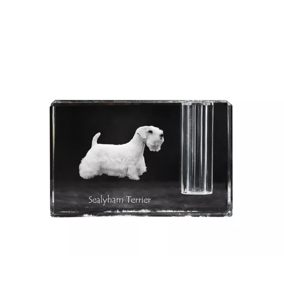 Sealyham Terrier - Stifthalter, Kristallorganizer mit Hundefoto, einzigartige Schreibtischdekoration der Marke Art-Dog