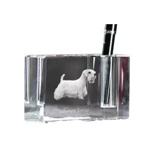 Sealyham Terrier - Stifthalter, Kristallorganizer mit Hundefoto, einzigartige Schreibtischdekoration der Marke Art-Dog