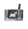 Sealyham Terrier, Welsh Border Terrier, Cowley Terrier - Pen stand, crystal organiser with dog photo, unique desk decoration by Art-Dog brand