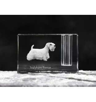 Sealyham Terrier, Welsh Border Terrier, Cowley Terrier - Pen stand, crystal organiser with dog photo, unique desk decoration by Art-Dog brand