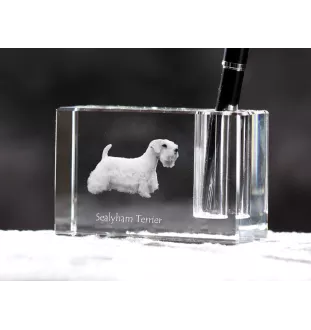 Sealyham Terrier, Welsh Border Terrier, Cowley Terrier - Pen stand, crystal organiser with dog photo, unique desk decoration by Art-Dog brand