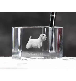 Sealyham Terrier, Welsh Border Terrier, Cowley Terrier - Pen stand, crystal organiser with dog photo, unique desk decoration by Art-Dog brand