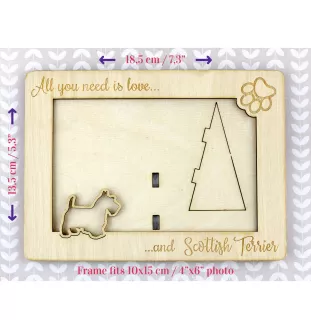 Scottish terrier, Aberdeen Terrier, Scottie, Aberdeenie - Photo frame, engraved wooden frame, a lovely gadget for the dog lover by Art-Dog