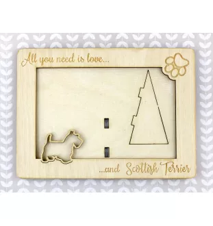 Schottischer Terrier, Scottish terrier - Fotorahmen, gravierter Holzrahmen, ein schönes Gadget für den Hundeliebhaber von Art-Dog
