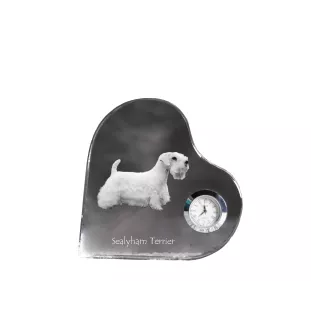 Sealyham Terrier - Kristalluhr mit einem Hundebild, Herzregal-Uhr, personalisierte Standuhr der Marke Art-Dog