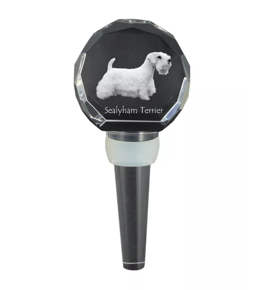 Sealyham Terrier - Bouchon de bouteille en cristal, bouchon de vin unique avec photo, cadeau personnalisé pour sommelier par la marque Art-Dog
