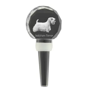 Sealyham Terrier, Welsh Border Terrier, Cowley Terrier - Crystal bottle stopper, unique wine stopper with photo, personalised gift for sommelier by Art-Dog brand