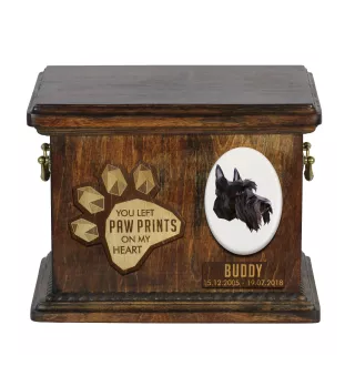 Terier szkocki drewnianai urna z psem Art-Dog