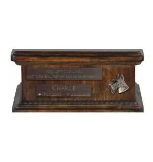Scottish terrier, Aberdeen Terrier, Scottie, Aberdeenie I - urn for dog ashes, personalized urn with a statue, wooden urn with a dog by Art-Dog brand