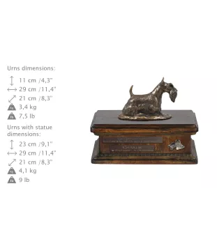 Terrier écossais, Scottish terrier I - urne pour cendres de chien, urne personnalisée avec une statuette, urne en bois avec un chien de la marque Art-Dog