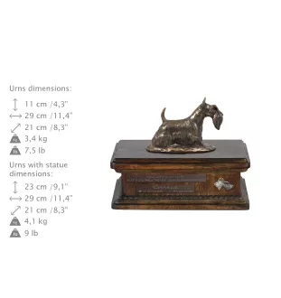 Schottischer Terrier, Scottish terrier urne in Hundeasche, personalisierte Urne mit Statue, Holzurne mit Hund von Art-Dog