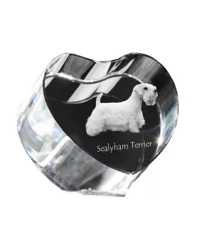 Sealyham Terrier, Welsh Border Terrier, Cowley Terrier - a photo of a dog in crystal, crystal heart, unique photo frame from the Art-Dog brand