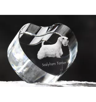Sealyham Terrier, Welsh Border Terrier, Cowley Terrier - a photo of a dog in crystal, crystal heart, unique photo frame from the Art-Dog brand