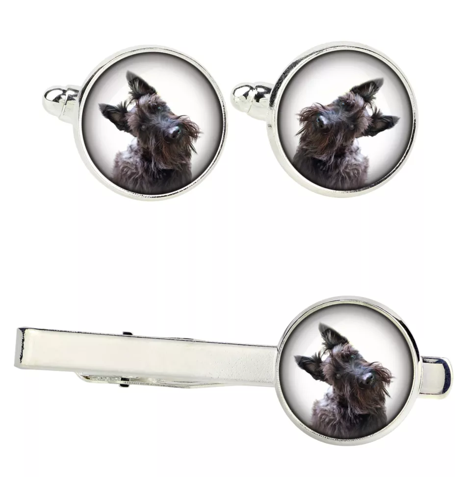 Scottish terrier, Aberdeen Terrier, Scottie, Aberdeenie - cufflinks and tie with your photo, a suit decoration, men's jewelry from the Art-Dog brand.