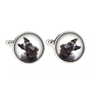 Schottischer Terrier, Scottish terrier Ärmelknöpfe und Krawatte mit Ihrem Foto, Anzugaccessoire, Herrenschmuck der Marke Art-Dog